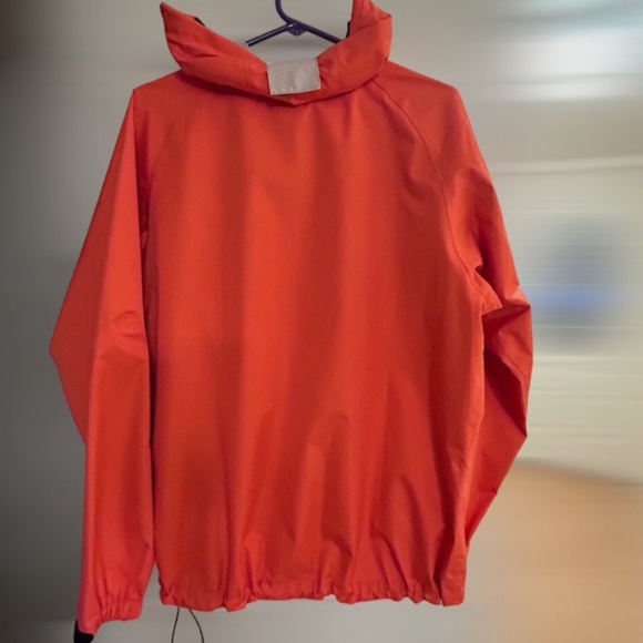 LL BEAN rain jacket coral orange cinched hooded super nice size medium - Picture 3 of 5